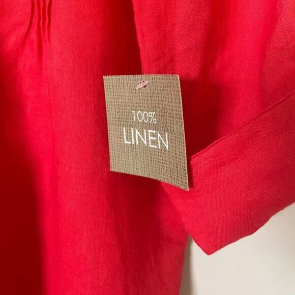 For Cynthia | Red Button-Up Linen Shirt size M - Picture 4 of 6